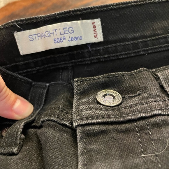 Levi’s 505 Straight Black Label Black Denim Mid Waist Jean - Picture 7 of 12